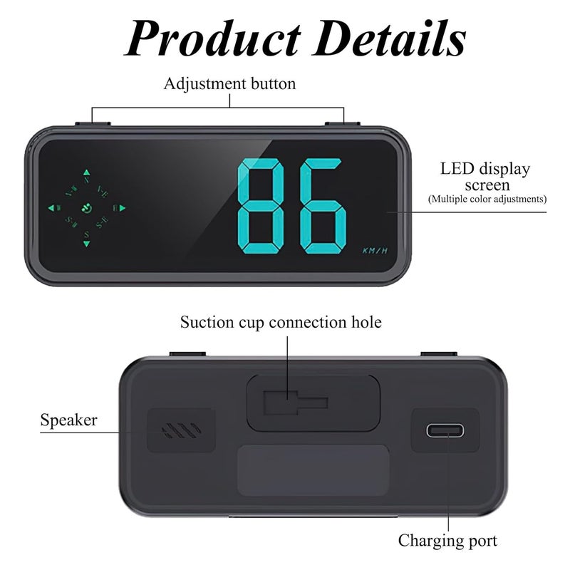 GUGUMO GPS Digital Speedometer for Car MPH, Universal HUD Speed Meter with LED Large Font, Plug Play for Car Truck Motor SUV Golf Cart All Vehicles (Digital Speedometer with Bracket) - Image 5